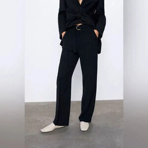 Zara Belted Flowy Pants S size NWT